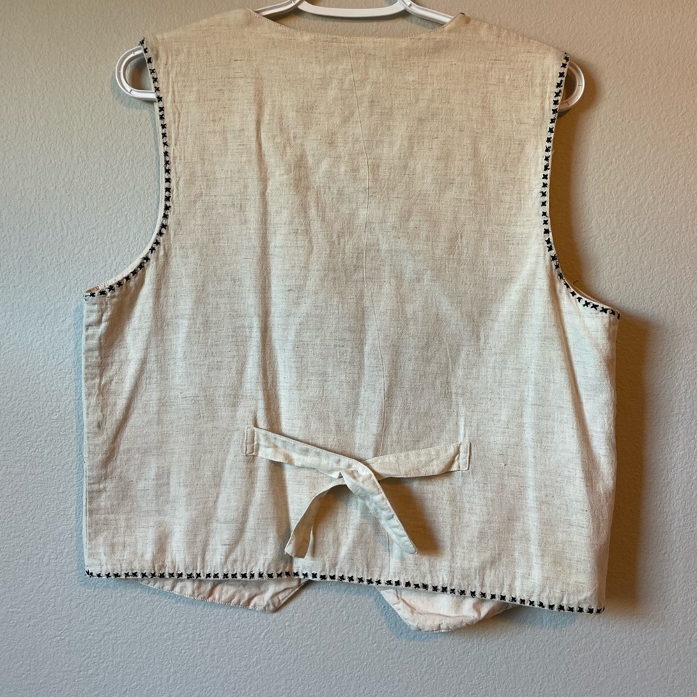 Vintage Safari Embroidered Animal Vest Linen Blend Medium - Picture 8 of 8